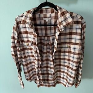 Free Assembly Women's Long Sleeve Work Shirt Large Flannel Fall